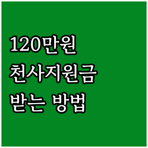 인천시 2025 천사지원금: 120만원 받는 방법, 지금 확인하세요!