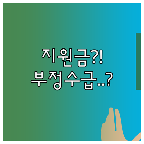 지원금 부정수급 판단 기준과 강력한 법적 제재 조치