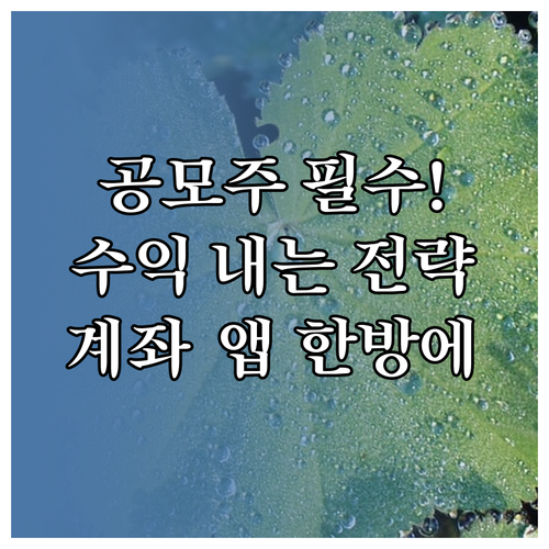 공모주 투자 시작하기 | 계좌 준비, 수익 전략, 앱 신청 방법